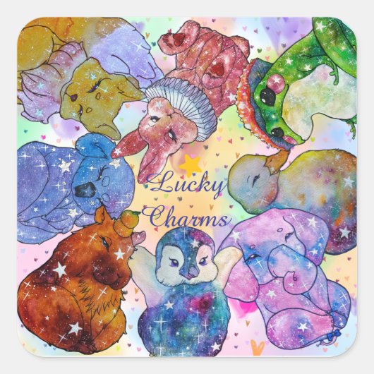 Lucky Charms Vierkante Sticker (Voorkant)