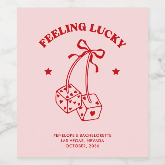 Lucky Cherry Dice Bachelorette Wijnlabel Wijn Etiket (Enkel label)