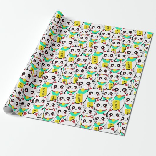 Lucky Chinese Cat Cadeaupapier (Uitgerold)
