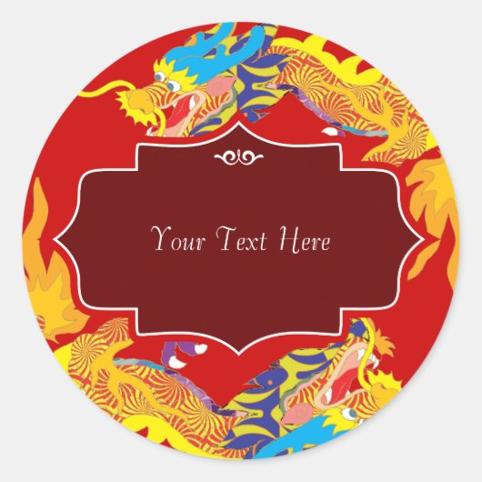 Lucky Chinese Dragon Ronde Sticker (Voorkant)