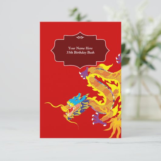 Lucky Chinese Dragon uitnodiging (Staand voorkant)