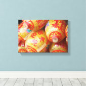 Lucky Chinese papierlantaarns Canvas Afdruk (Insitu (Houten vloer))