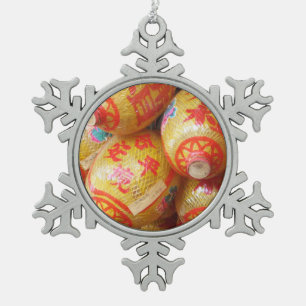 Lucky Chinese papierlantaarns Tin Sneeuwvlok Ornament