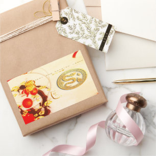 Lucky Chinese Snake Nieuwjaar 2025 VRS Rechthoekige Sticker