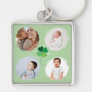 Lucky Clover 4-Foto Collage Op Maat Sleutelhanger