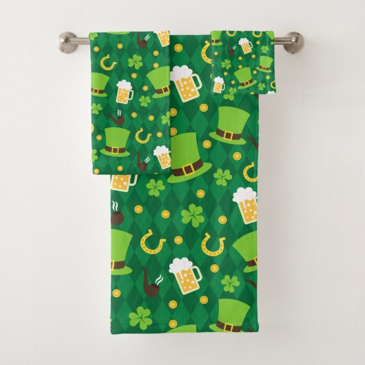 Lucky Clover Beer Hoefijzer Irish St Patrick Bad Handdoek (Insitu)