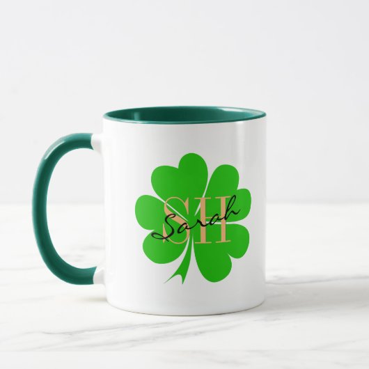 Lucky Clover blad monogrammed & Shamrock / Iers Mok (Links)
