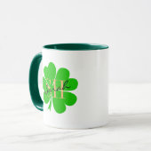 Lucky Clover blad monogrammed & Shamrock / Iers Mok (Voorkant links)