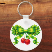 Lucky Clover Boog met Kersen Groen Design Sleutelhanger (Achterkant)