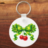 Lucky Clover Boog met Kersen Groen Design Sleutelhanger (Voorkant)