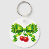 Lucky Clover Boog met Kersen Groen Design Sleutelhanger (Achterkant)