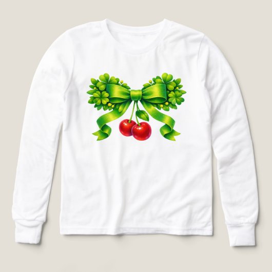 Lucky Clover Bow with Cherries Green Design (Voorkant)