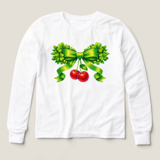 Lucky Clover Bow with Cherries Green Design (Voorkant)