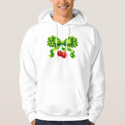 Lucky Clover Bow with Cherries Green Design Hoodie (Voorkant)
