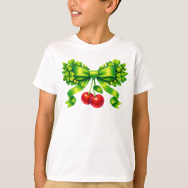 Lucky Clover Bow with Cherries Green Design T-shirt