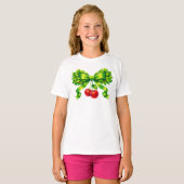 Lucky Clover Bow with Cherries Green Design T-shirt (Voorkant volledig)