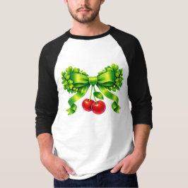 Lucky Clover Bow with Cherries Green Design T-shirt