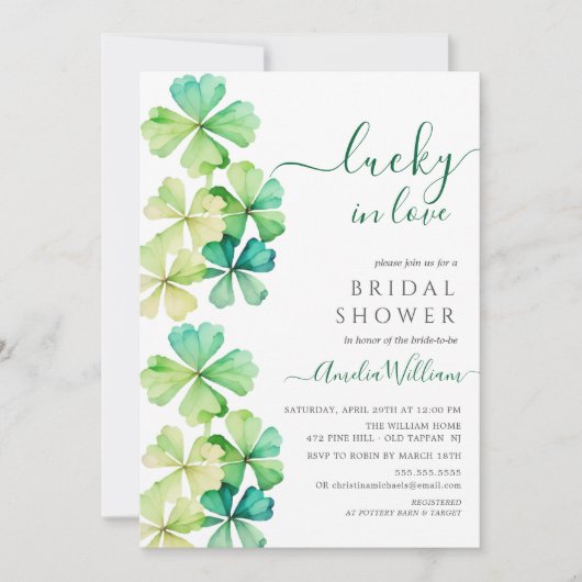 Lucky Clover Bridal Shower Uitnodiging (Voorkant)