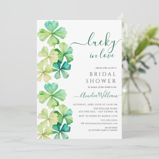 Lucky Clover Bridal Shower Uitnodiging (Staand voorkant)