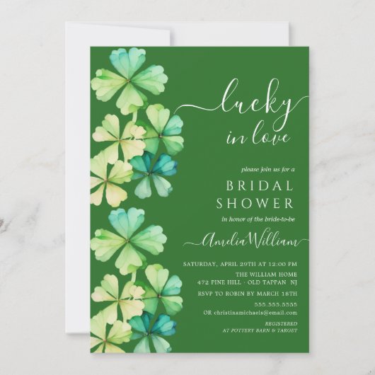 Lucky Clover Bridal Shower Uitnodiging (Voorkant)