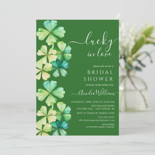 Lucky Clover Bridal Shower Uitnodiging (Staand voorkant)