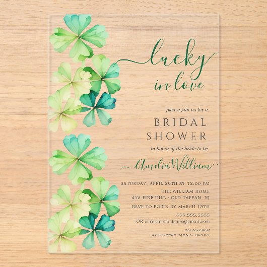 Lucky Clover Bridal Shower Uitnodiging (Voorkant)