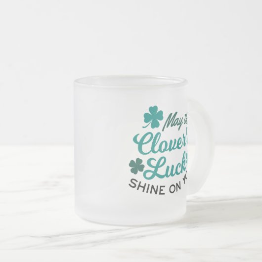 Lucky Clover Charm - May the Clover's Luck Shine Matglas Koffiemok (Voorkant rechts)