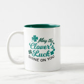 Lucky Clover Charm - May the Clover's Luck Shine Tweekleurige Koffiemok (Links)