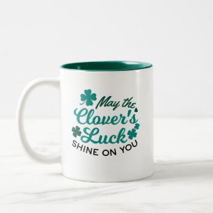 Lucky Clover Charm - May the Clover's Luck Shine Tweekleurige Koffiemok
