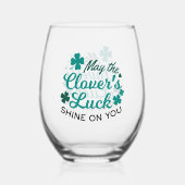 Lucky Clover Charm - May the Clover's Luck Shine Wijnglas Zonder Voet (Achterkant)