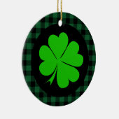 Lucky Clover charm, Shamrock, Green buffalo plaid Keramisch Ornament (Rechts)