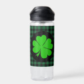 Lucky Clover charm, Shamrock, Green buffalo plaid Waterfles (Achterkant)