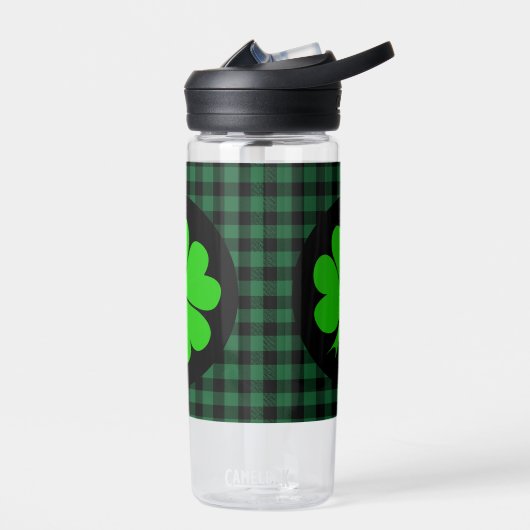 Lucky Clover charm, Shamrock, Green buffalo plaid Waterfles (Links)