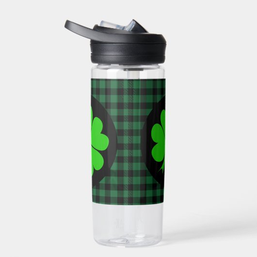 Lucky Clover charm, Shamrock, Green buffalo plaid Waterfles (Rechts)