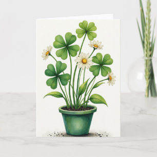 Lucky Clover Daisy Watercolor Kaart