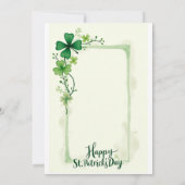 Lucky Clover Design voor St. Patrick's Day Kaart (Achterkant)