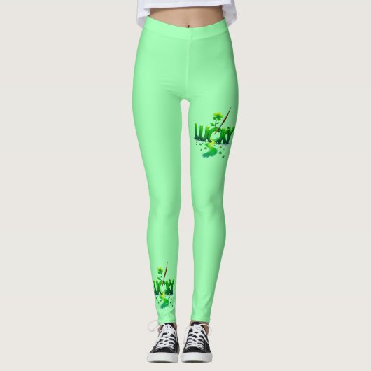 Lucky Clover Design voor St. Patrick's Day Leggings (Voorkant)