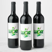 Lucky Clover Design voor St. Patrick's Day Wijn Etiket (Flessen)