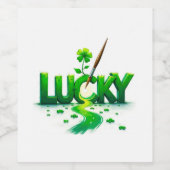Lucky Clover Design voor St. Patrick's Day Wijn Etiket (Enkel label)