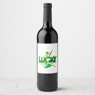 Lucky Clover Design voor St. Patrick's Day Wijn Etiket