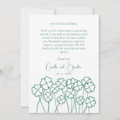 Lucky Clover Emerald Green Chic Modern Wedding Bedankkaart (Achterkant)