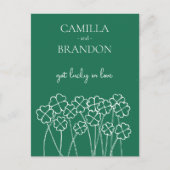 Lucky Clover Emerald Green Modern Save the Date Briefkaart (Voorkant)