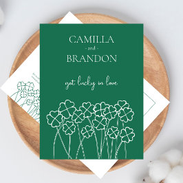 Lucky Clover Emerald Green Modern Save the Date Briefkaart