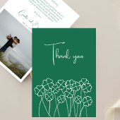 Lucky Clover Emerald Groen Chique Foto Bruiloft Bedankkaart