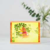 Lucky clover en hoefijzer kunst briefkaart (Staand voorkant)