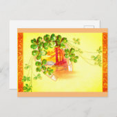 Lucky clover en hoefijzer kunst briefkaart (Voorkant / Achterkant)