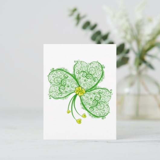 Lucky clover filigree briefkaart (Staand voorkant)