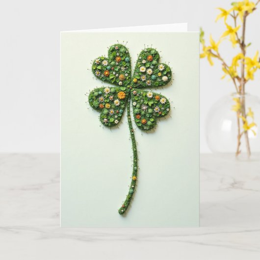 Lucky Clover Floral Pattern Card Kaart (Gele Bloem)