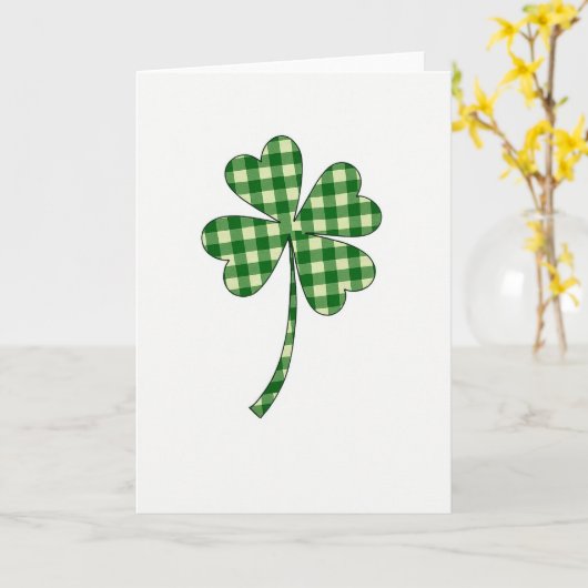 Lucky Clover Gingham Pattern Card Kaart (Gele Bloem)