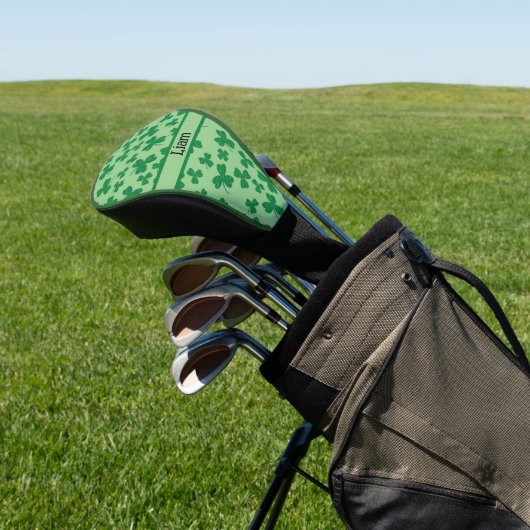 Lucky Clover Green gepersonaliseerde driver Golfheadcover (Insitu)